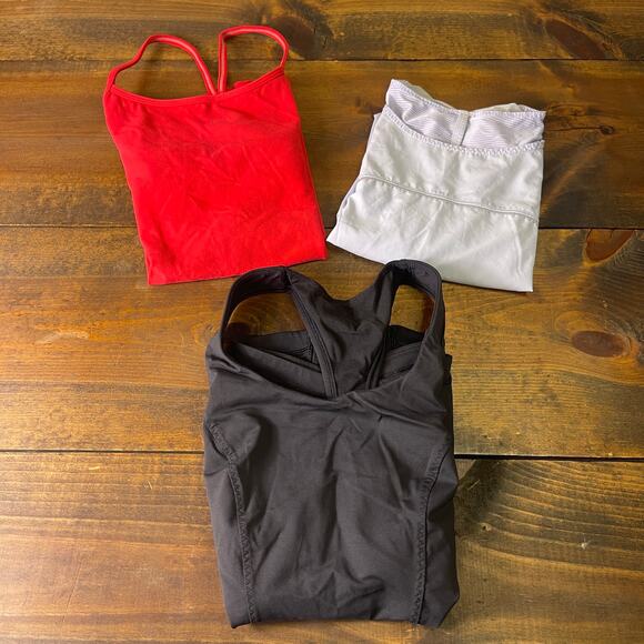 Lululemon LOT of 3 Black Red Lavender Tank Top T shirt Athletic Tops Women's 6 - Picture 1 of 13